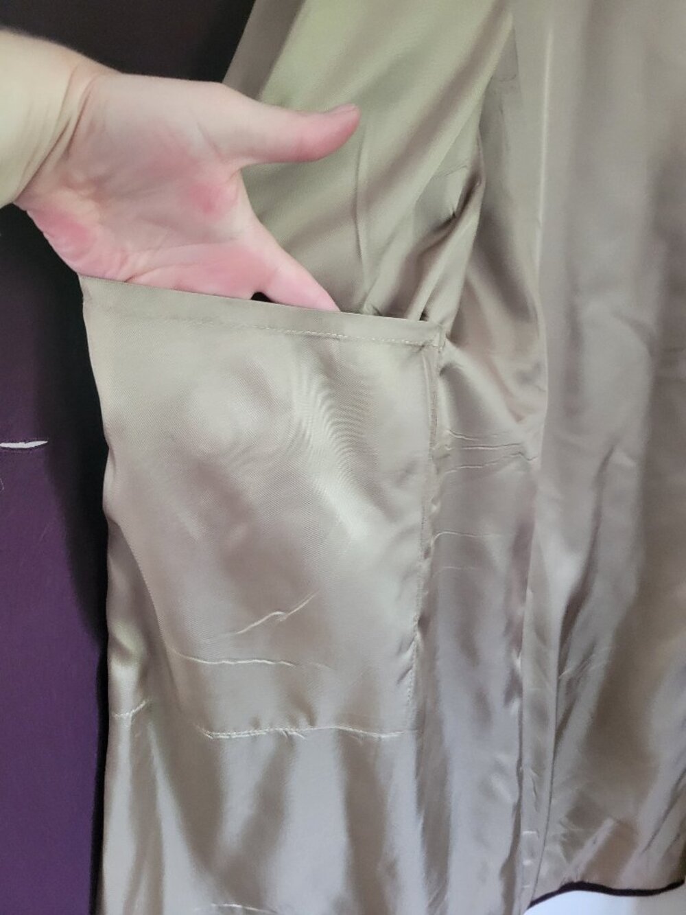 London Fog Plum Purple Long Wool Blend Coat Classic Outerwear Sz 6P - Picture 5 of 8